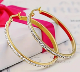 Rhinestone Decor Hoop Earrings