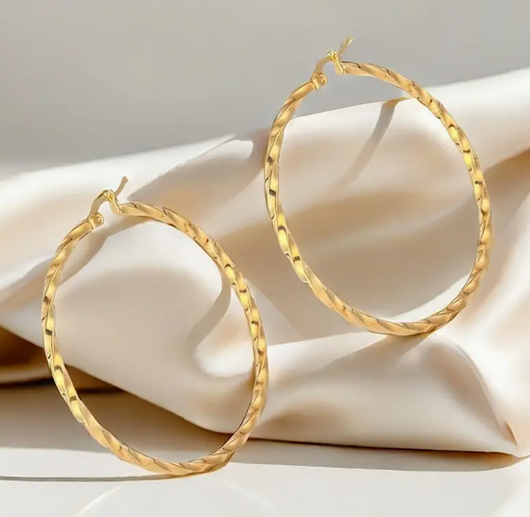 Twisted Hoop Earrings - Classic & Elegant