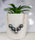 ALICE - 5 NATURAL TAHITIAN PEARL NECKLACE WITH GOLDFILLED