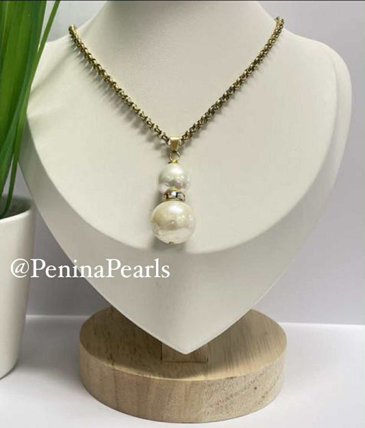 Hinano - Duo White Freshwater Pearl Necklace