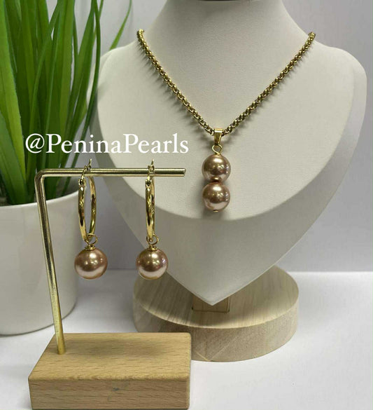 DEINA - Duo Champagne Gold Pearl Set