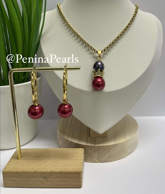Shiloh - Tahitian with Red Pearl Set