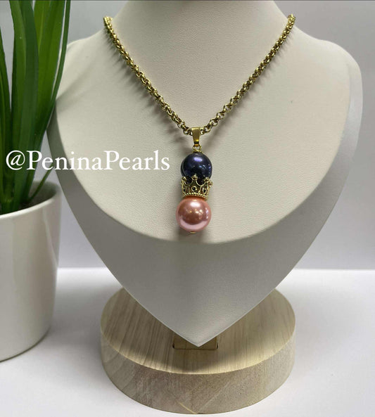 Elaris - Natural Pearl with Pink Pearl Necklace
