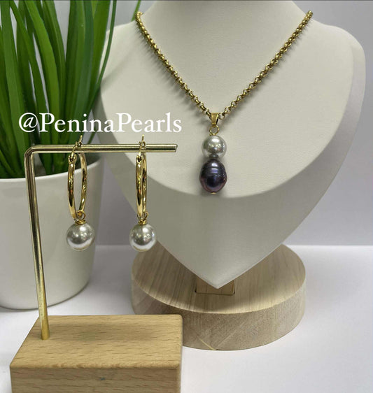 Amaris - Tahitian with a blend of Silver Grey Pearl Set