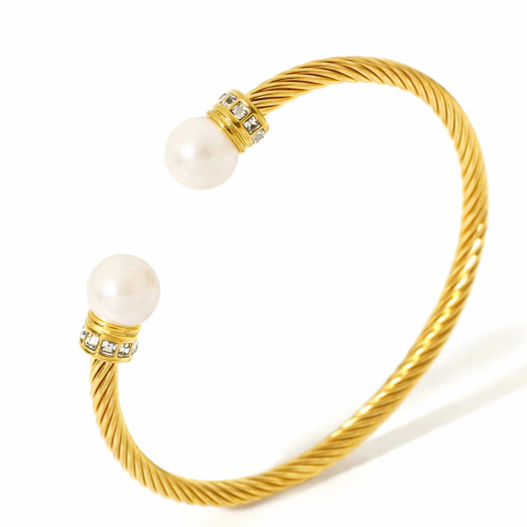 Waterproof/Made to Last Wire BraceletPearl Twist Gold Cuff Bracelet