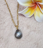 Teardrop Natural Tahitian Pearl Necklace - 14k GF