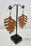 LIGHT BROWN TAPA LEAF DESIGN STATEMENT EARRINGS