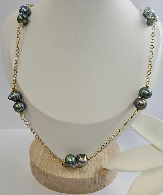 Natural Baroque Freshwater Multiple Pearl Necklace with Non tarnish and Water-Proof chain
