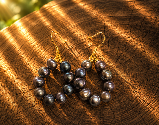 ✨ BLACK PEARL LUXURY HOOP EARRINGS ✨