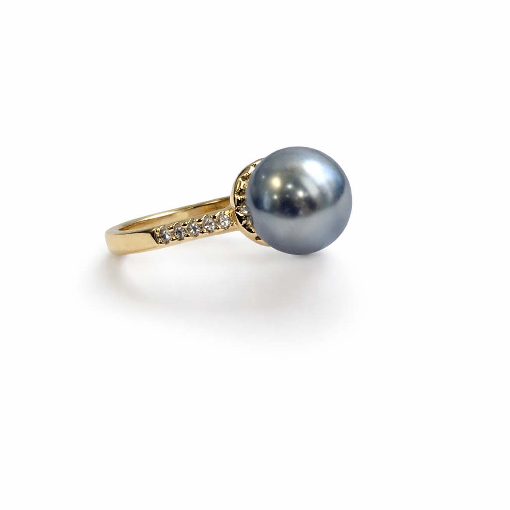 Authentic Tahitian Pearl Ring: Solid Gold filled