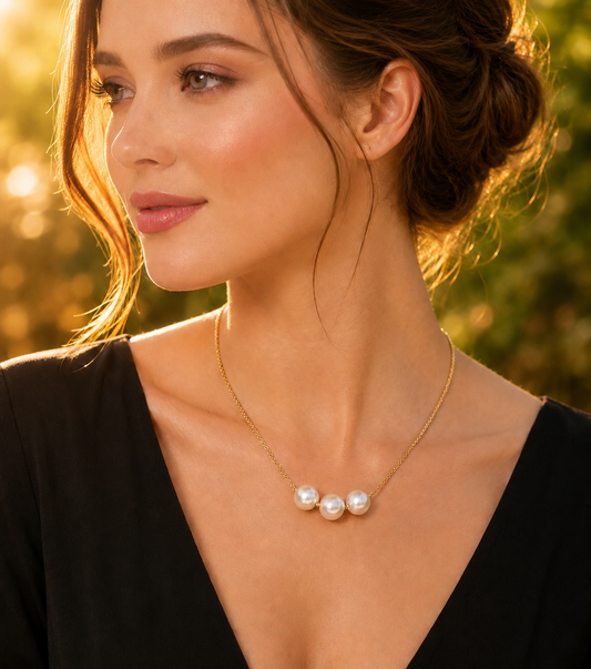 Trio Pearl Pendant & Hoop Set – Elegant. Radiant. Timeless.