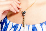 TERIANA – Custom Personalised Necklace with 3 Natural Black Pearls