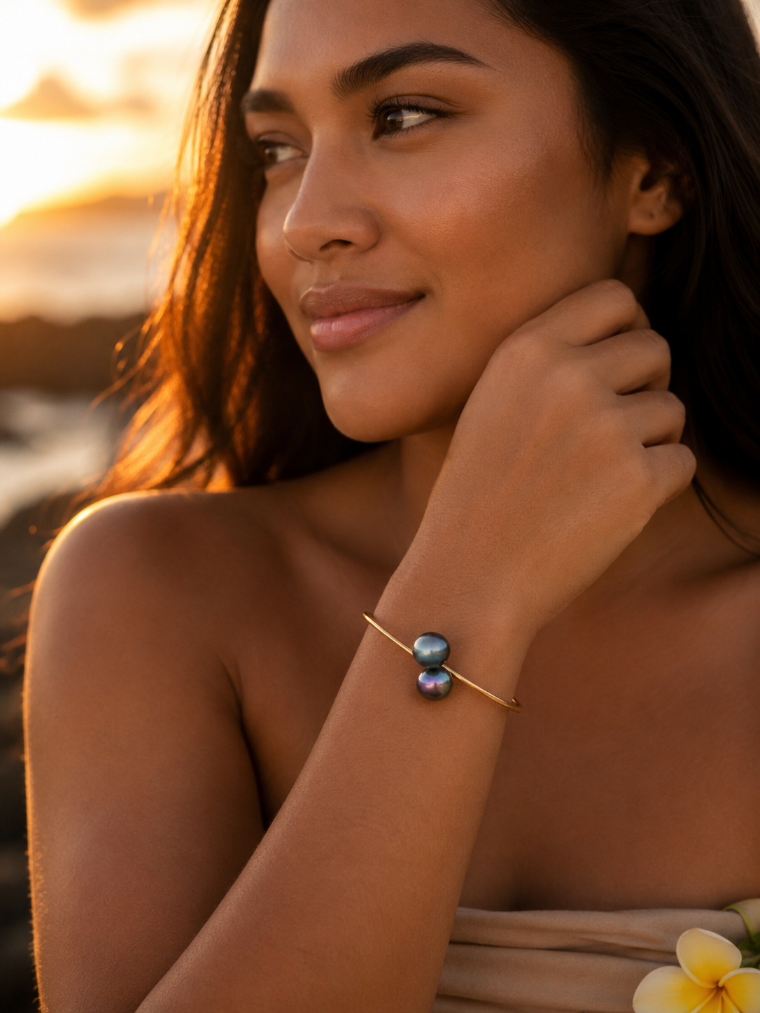 Duo Tahitian Pearl Cuff Bangle
