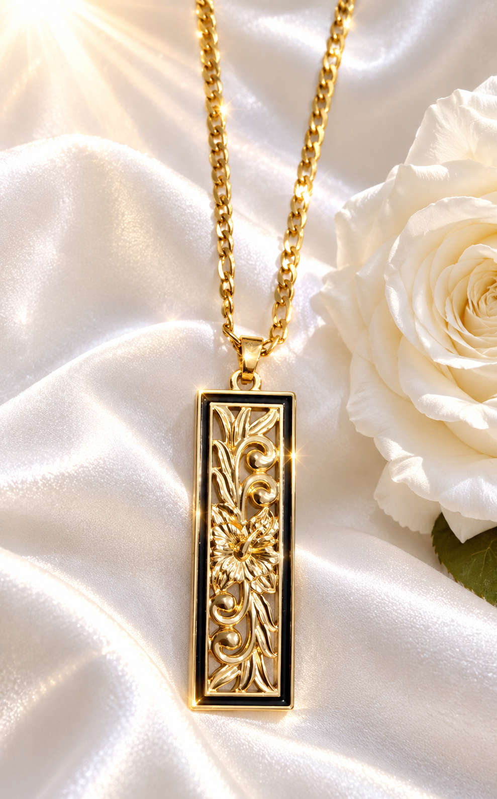 Hawaiian Engraved Gold Necklace – Non-Tarnish