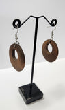 BROWN CIRCLE WOOD DESIGN STATEMENT EARRINGS