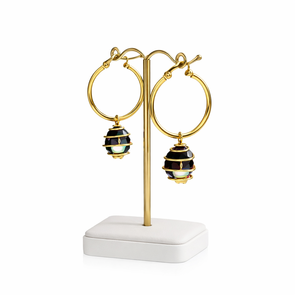 Pearl Caged Hoop Earrings