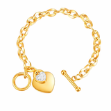 Waterproof Stainless Steel Heart Charm Bracelet