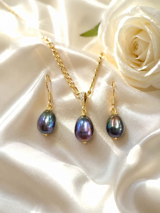 Natural Tahitian Simple Pearl Set (12mm)
