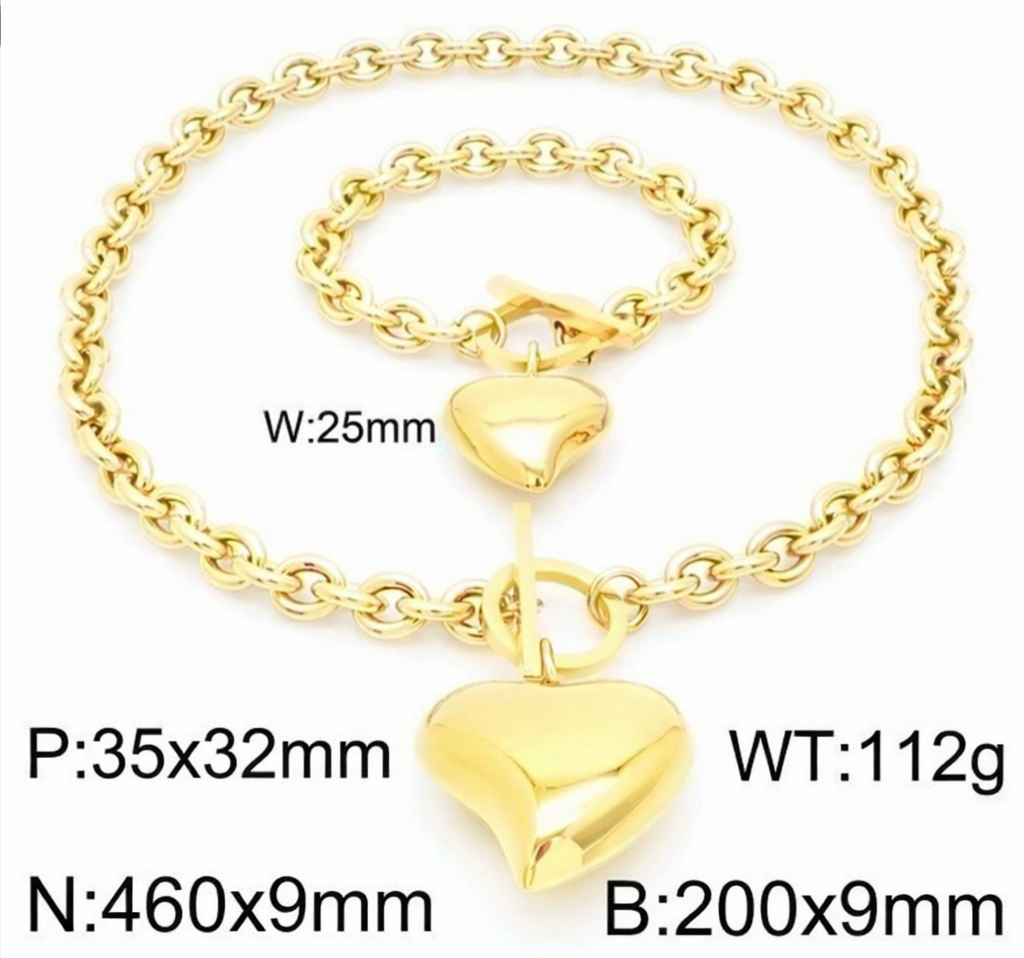 "NEW"-Waterproof/Made to Last Heart Gold Set