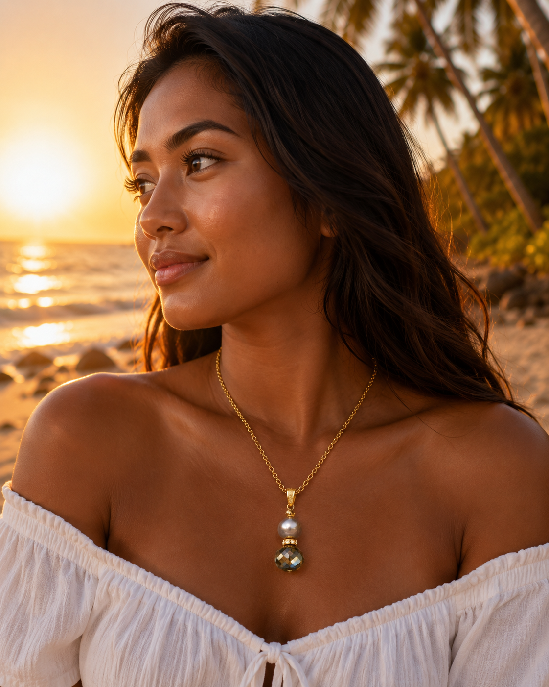 Golden Ocean Elegance Pearl Necklace
