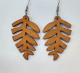 LIGHT BROWN TAPA LEAF DESIGN STATEMENT EARRINGS