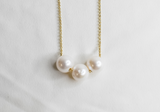 MELODY - NATURAL WHITE ROUND PEARL FLOATER NECKLACE (14K GOLDFILLED)