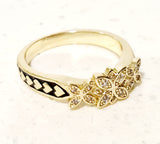 Tri-CZ Plumeria tribal Gorgeous Ring