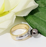 Te-Vaka-Gali: Authentic Tahitian Pearl Mounted on Gold filled ring