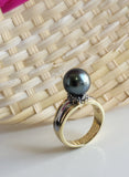 Te-Vaka-Gali: Authentic Tahitian Pearl Mounted on Gold filled ring