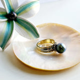 Te-Vaka-Gali: Authentic Tahitian Pearl Mounted on Gold filled ring