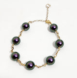 Iridescent Purple Multiple pearl necklace - 12mm Swarovski Pearl Full Set With 14K GF