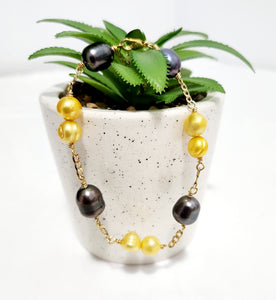 Tarsel - Mixture of Natural Premium Yellow Freshwater and Black Pearls Bracelet