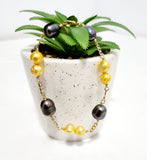 Tarsel - Mixture of Natural Premium Yellow Freshwater and Black Pearls Bracelet