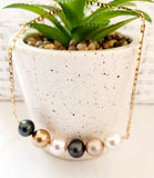 GITA- 6 Multiple Pearls Horizontal Pendant Necklace