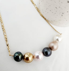 GITA- 6 Multiple Pearls Horizontal Pendant Necklace