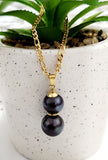 MALAMA - Natural Duo Tahitian Black Pearl Necklace