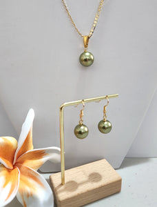 TWINA - Premium Green Pistachio Swarovski Pearl Set