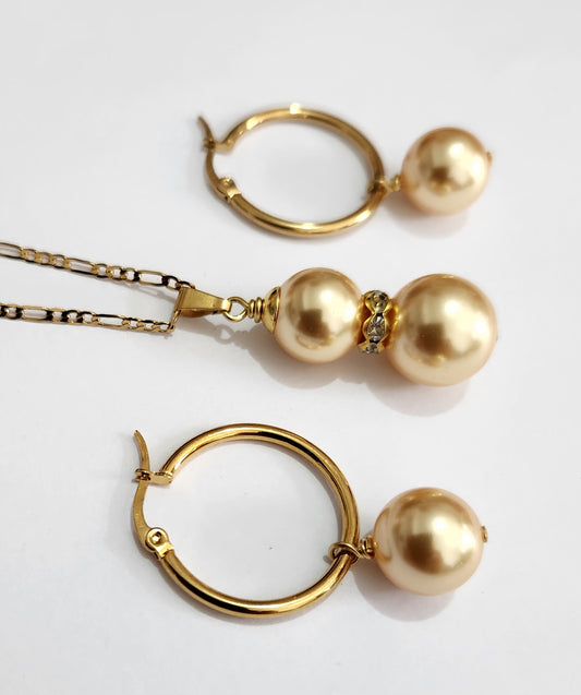 TRALYN - Yellow Gold Premium Swarovski Pearl Set