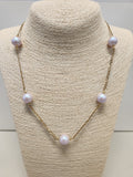 Iridiscent White Swarovski Pearl Necklace With 14K GF