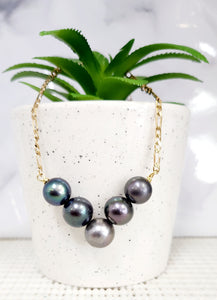 ALICE - 5 NATURAL TAHITIAN PEARL NECKLACE WITH GOLDFILLED