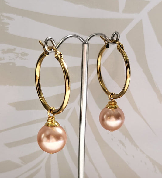 Sierra Irridiscent Gold - Premium Swarovski Pearl Earrings