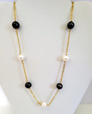 MENITA- (10-12mm) Tahitian Pearls mixed with White Freshwater Pearls Necklace