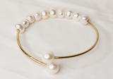 LINA 2 - NATURAL WHITE BAROQUE PEARL OPEN BANGLE