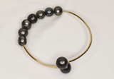 LINA - NATURAL DARK BROWN / BLACK BAROQUE PEARL OPEN BANGLE