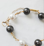 ALOHI - NEW Tahitian Pearls with Natural White Freshwater Pearls Bracelet