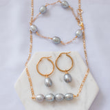 KALANI - Inspired Premium Silver Grey Natural Freshwater Pearl Set