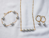 KALANI - Inspired Premium Silver Grey Natural Freshwater Pearl Set