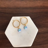 LILLIAN EARRINGS - Iridescent Light Blue - Premium Swarovski Pearl Earrings