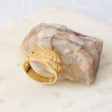 KARA - CZ Flower Flat Ring Band