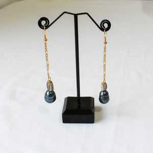 LIAH - Natural Black Drop Pearl Earrings